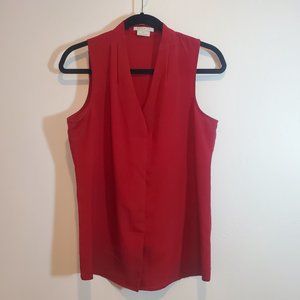 Van Heusen - Sleeveless V-Neck Blouse. Red. Size S